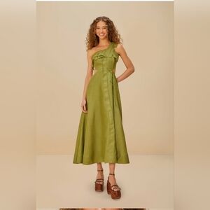 FARM Rio XS Strapless Palm Tree ๐ด Green Dress
